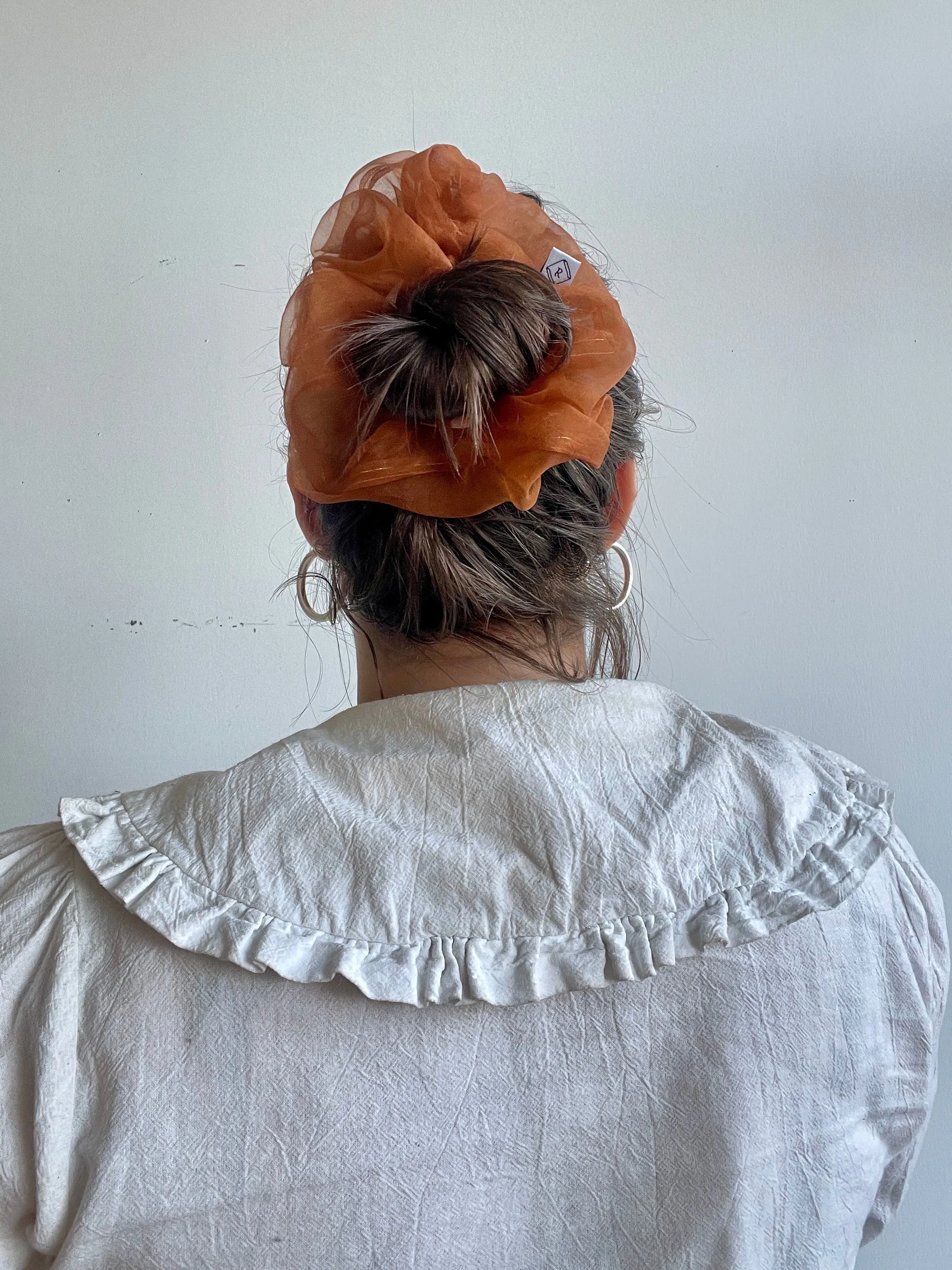 Tangerine Silk Organza Scrunchie