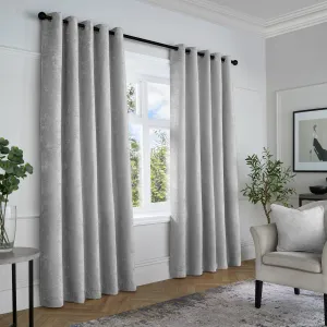 Textured Chenille Pair of Eyelet Curtains by Curtina in Grey