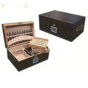 The Rockefeller Ebony Matte Desktop Cigar Humidor