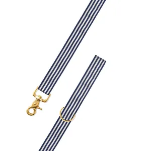 Thin Stripe Navy & White Grosgrain Ribbon Dog Leash