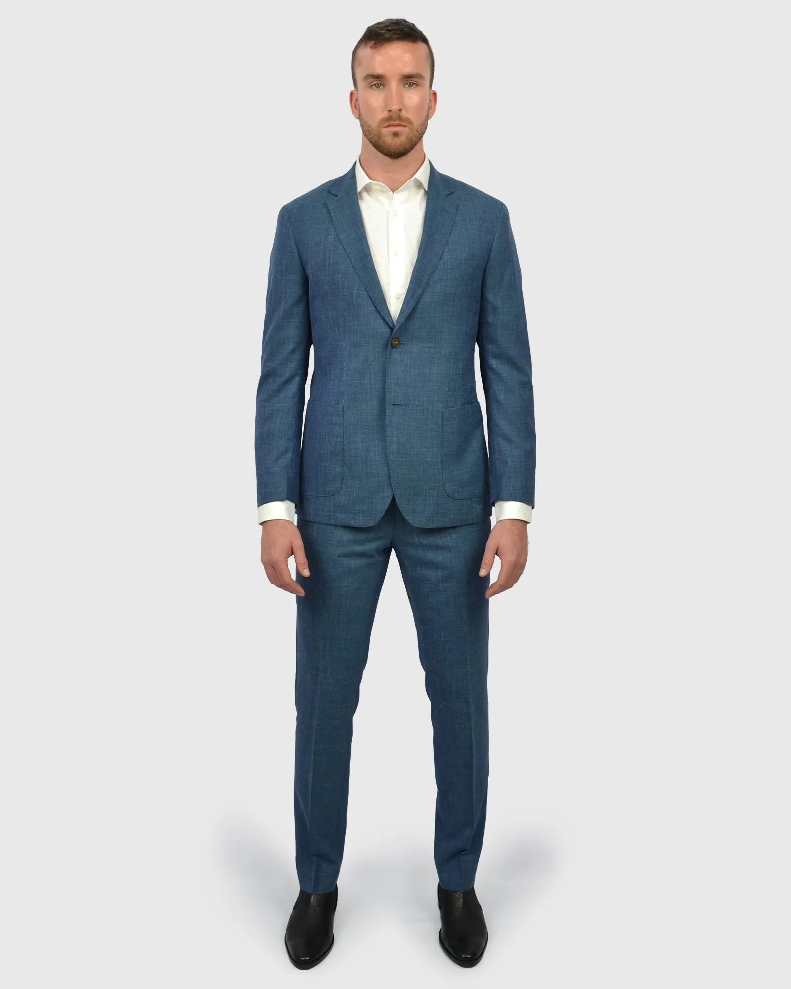 VINCENT & FRANKS VFFGI764 TEAL LINEN / WOOL SUIT