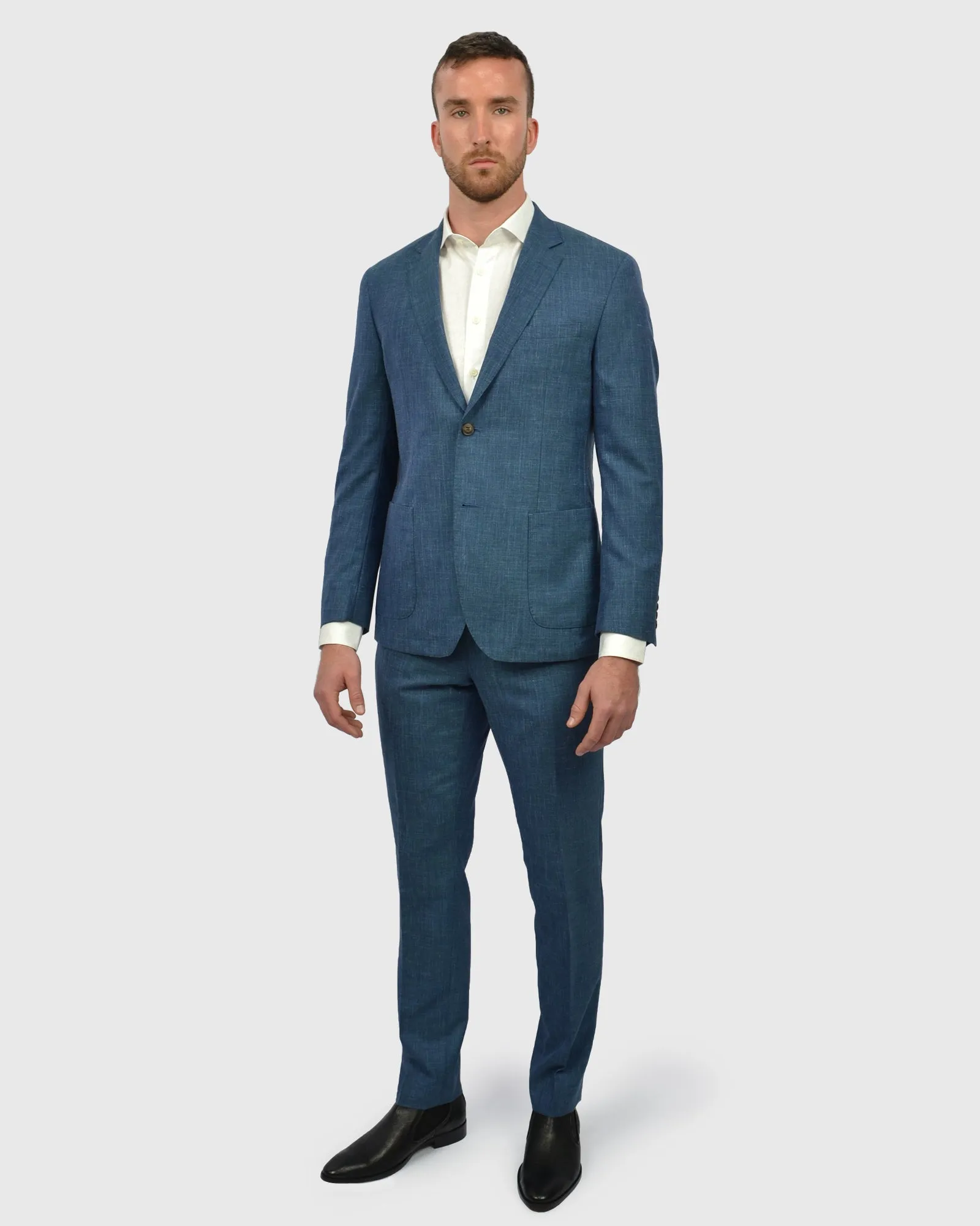 VINCENT & FRANKS VFFGI764 TEAL LINEN / WOOL SUIT