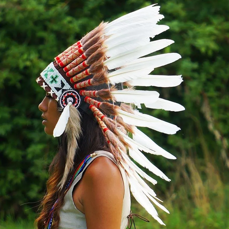 White Indian Chief Headdress - 65cm