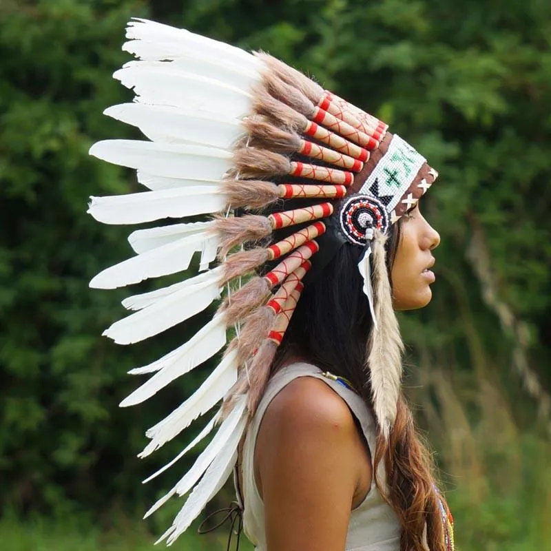 White Indian Chief Headdress - 65cm