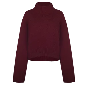 Wide Sleeves Burgundy 100% Cashmere Sweater